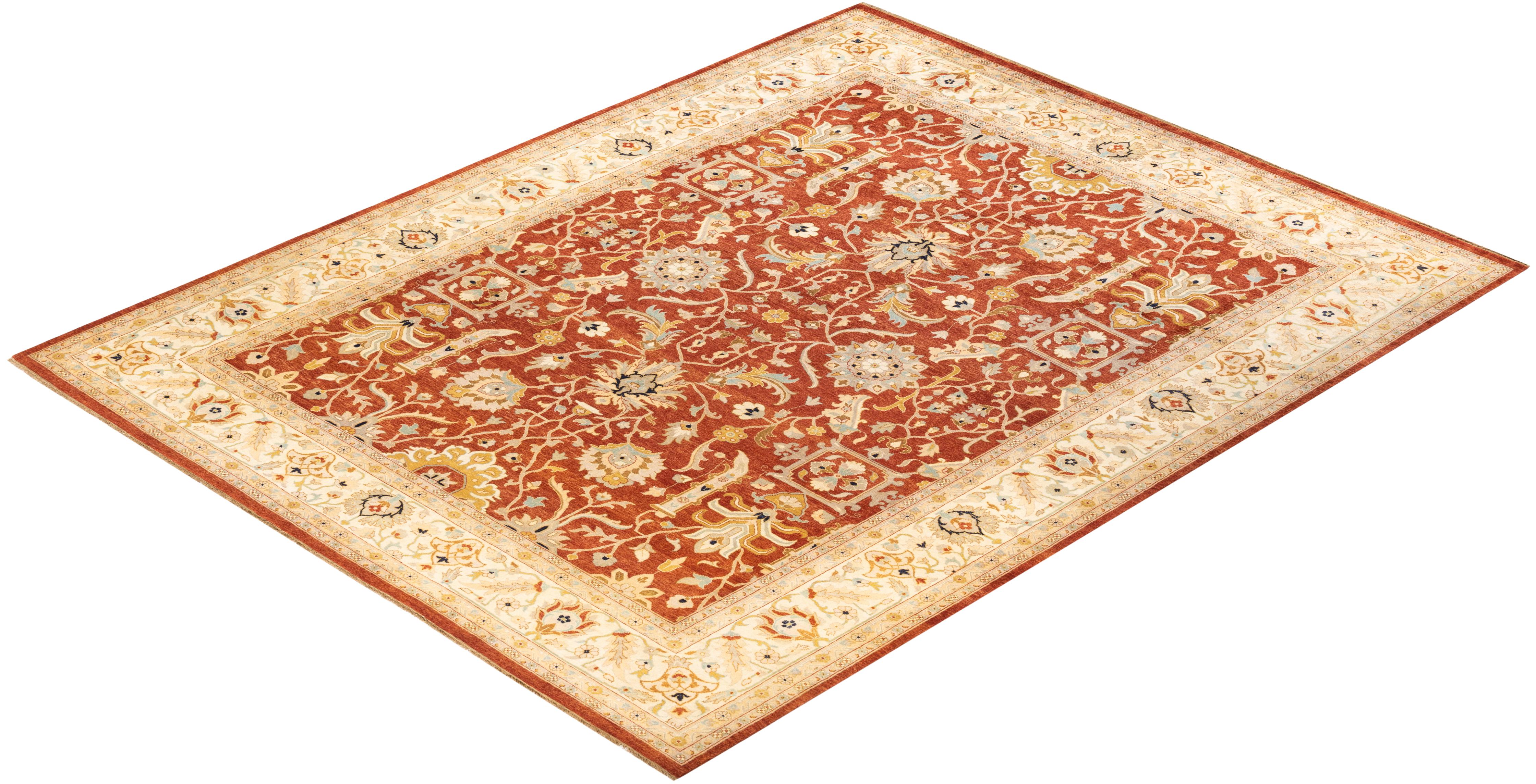 Handgeknüpfter orientalischer Mogul-Roter Teppich, Unikat, Unikat im Angebot 2