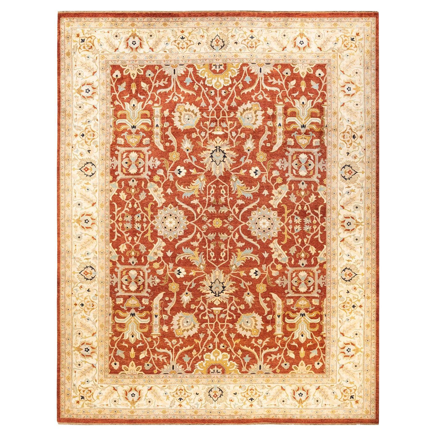 Handgeknüpfter orientalischer Mogul-Roter Teppich, Unikat, Unikat im Angebot
