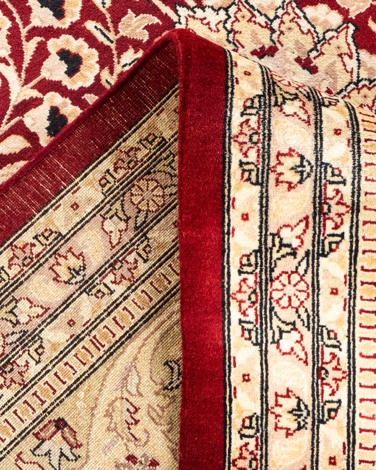 Laine Tapis rouge moghol oriental noué à la main, unique en son genre en vente