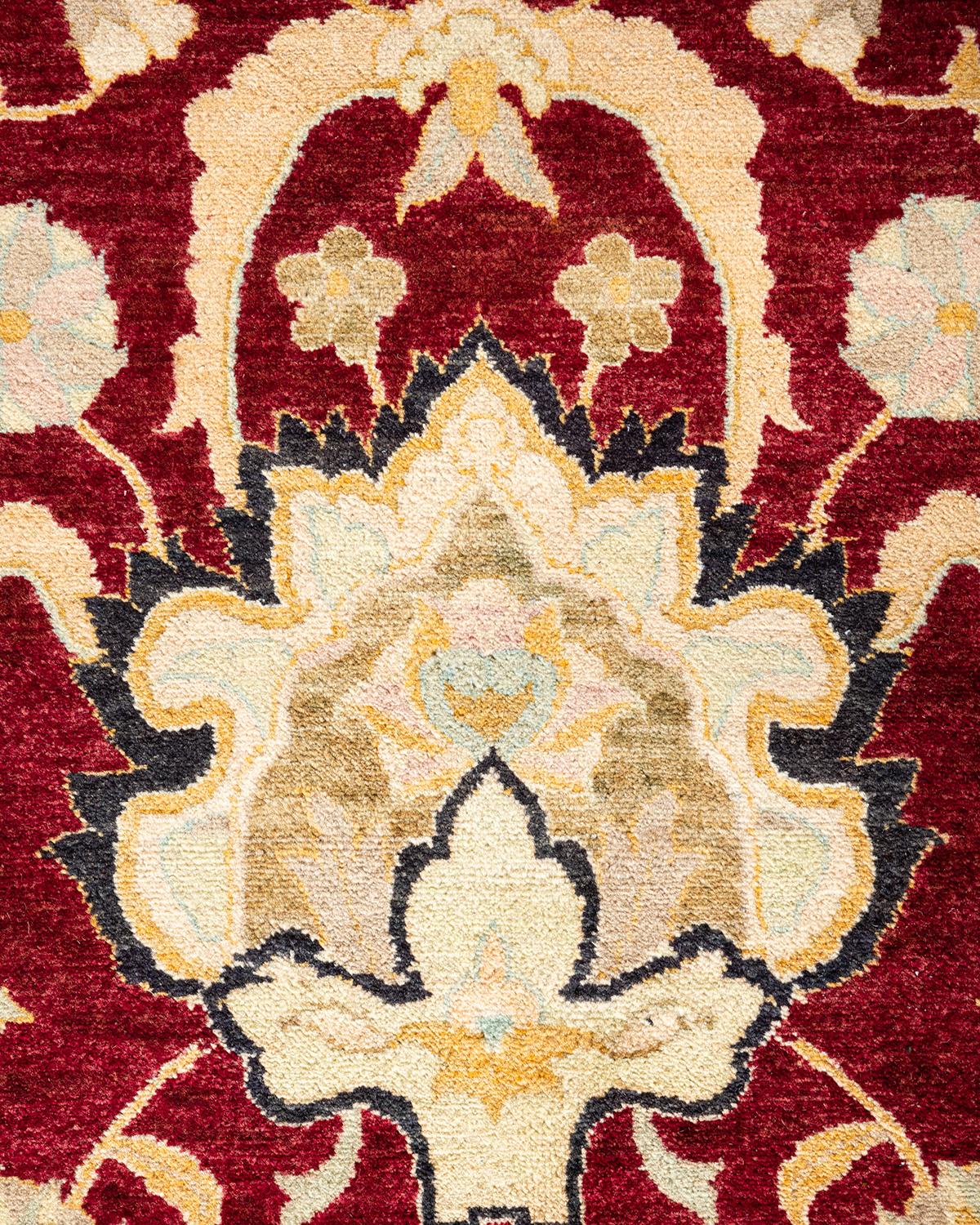 Pakistani One-of-a-kind Hand Knotted Oriental Mogul Red Area Rug For Sale