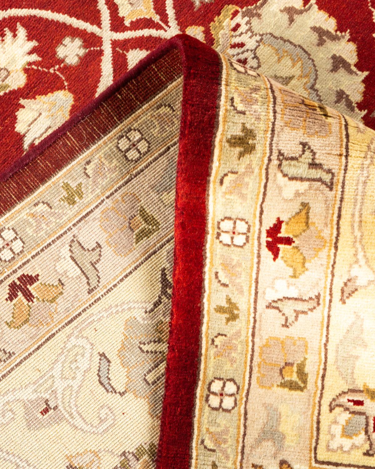 Laine Tapis Oriental Mogul rouge noué à la main - Exemplaire unique en vente