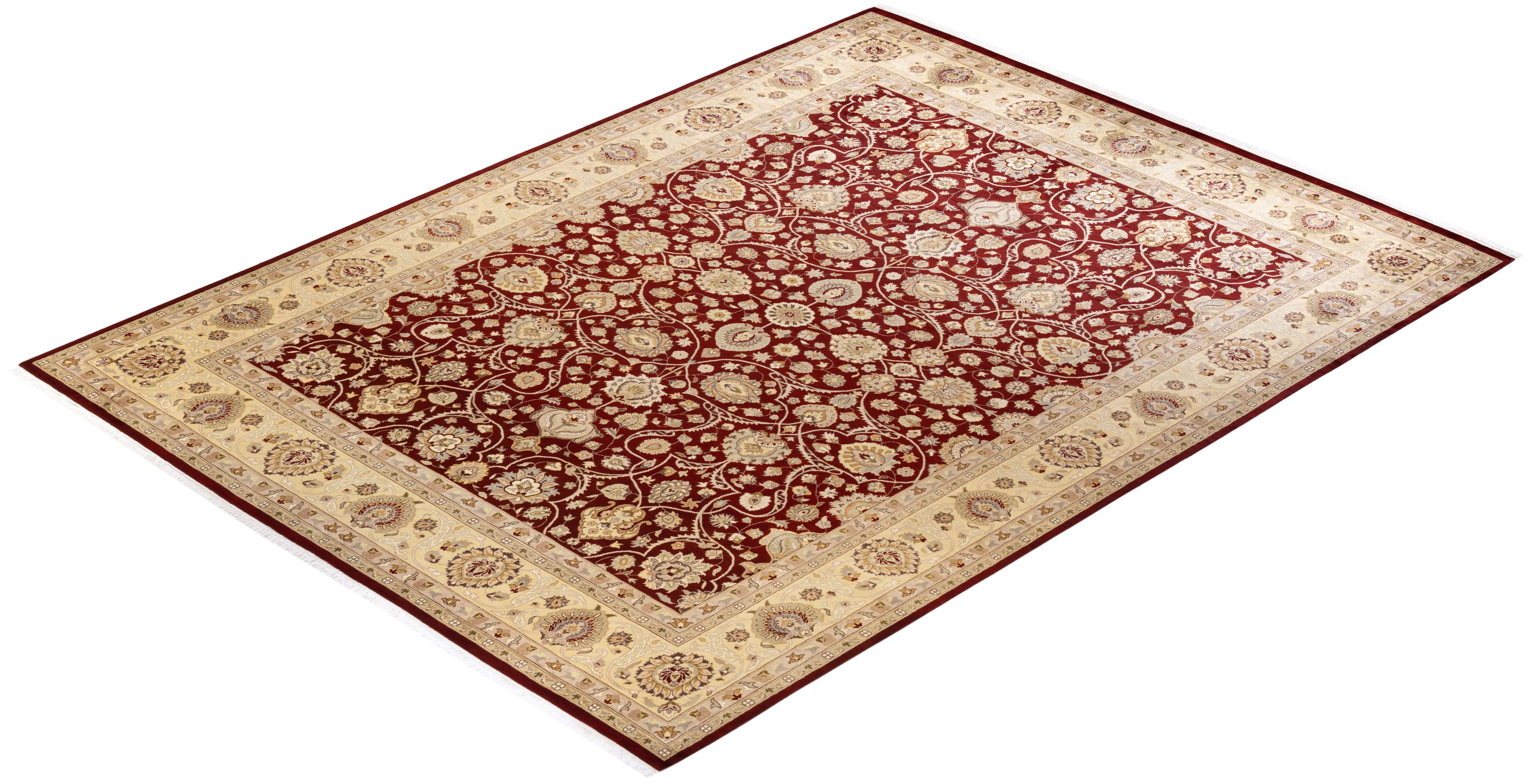 Tapis Oriental Mogul rouge noué à la main - Exemplaire unique en vente 2