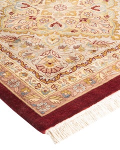 Handgeknüpfter orientalischer Mogul-Roter Teppich, Unikat