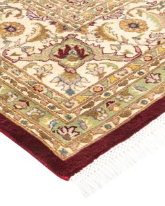 Handgeknüpfter orientalischer Mogul-Roter Teppich, Unikat