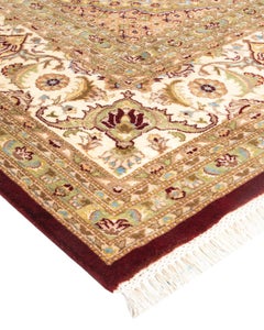 Handgeknüpfter orientalischer Mogul-Roter Teppich, Unikat
