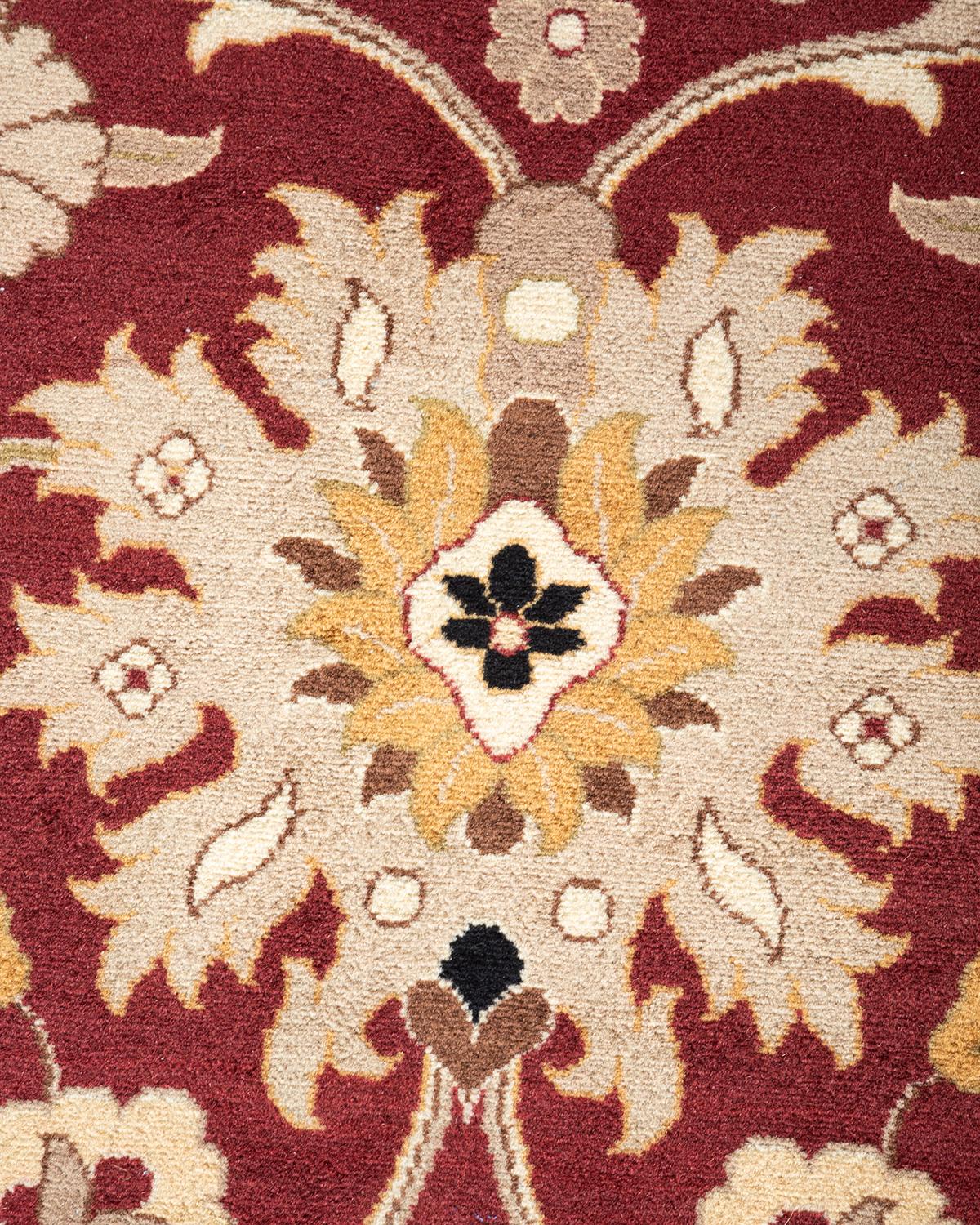 Pakistanais Tapis Oriental Mogul rouge noué à la main - Exemplaire unique en vente
