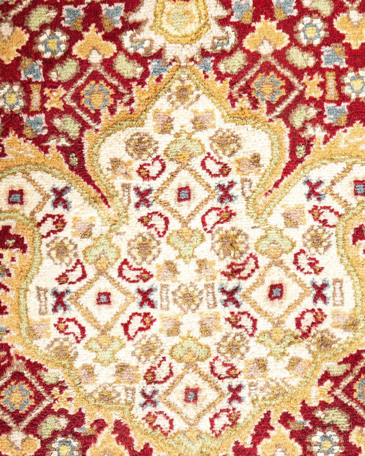 Pakistani One-of-a-kind Hand Knotted Oriental Mogul Red Area Rug For Sale