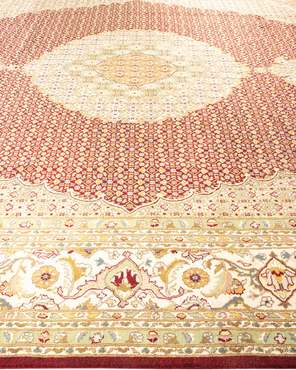 One-of-a-kind Hand Knotted Oriental Mogul Red Area Rug In New Condition For Sale In Norwalk, CT