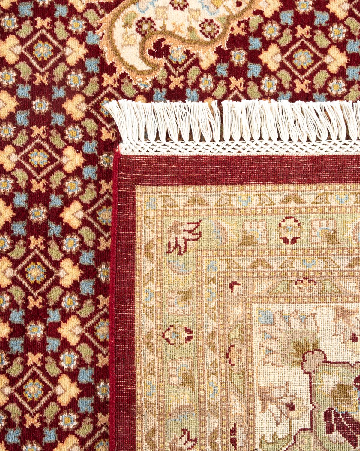 XXIe siècle et contemporain Tapis rouge oriental Mogul noué à la main unique, unique en son genre en vente