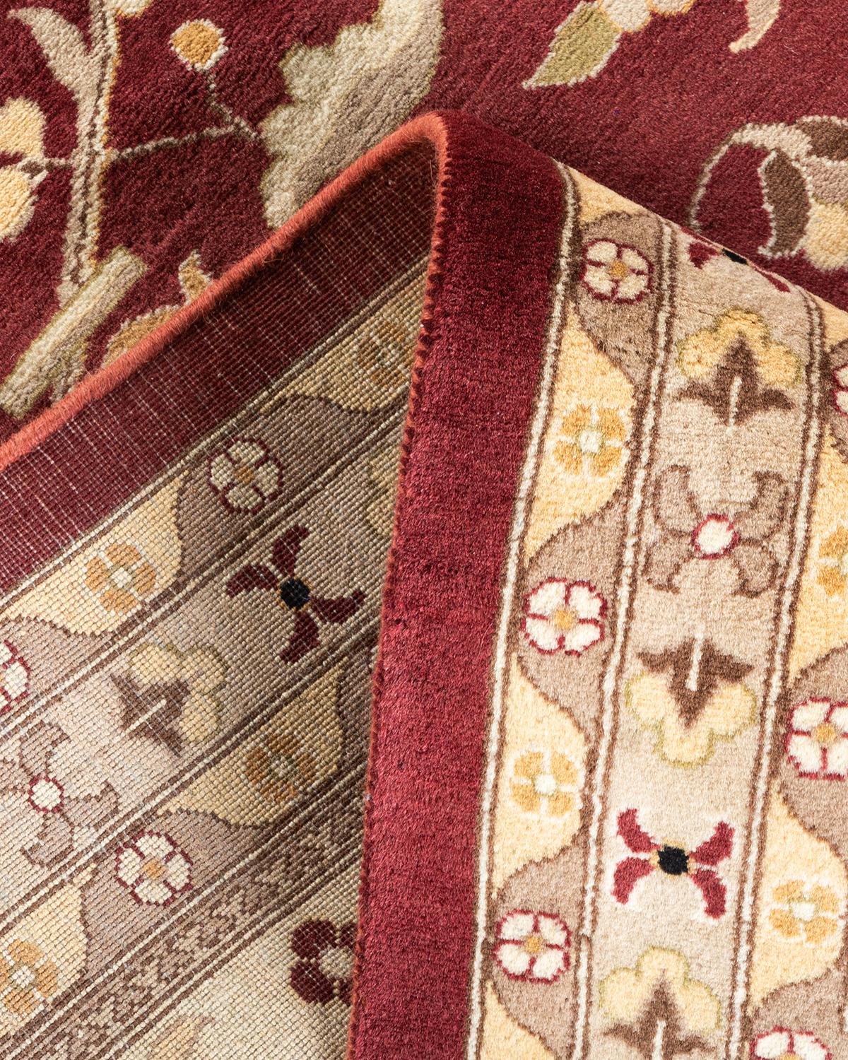 Laine Tapis Oriental Mogul rouge noué à la main - Exemplaire unique en vente