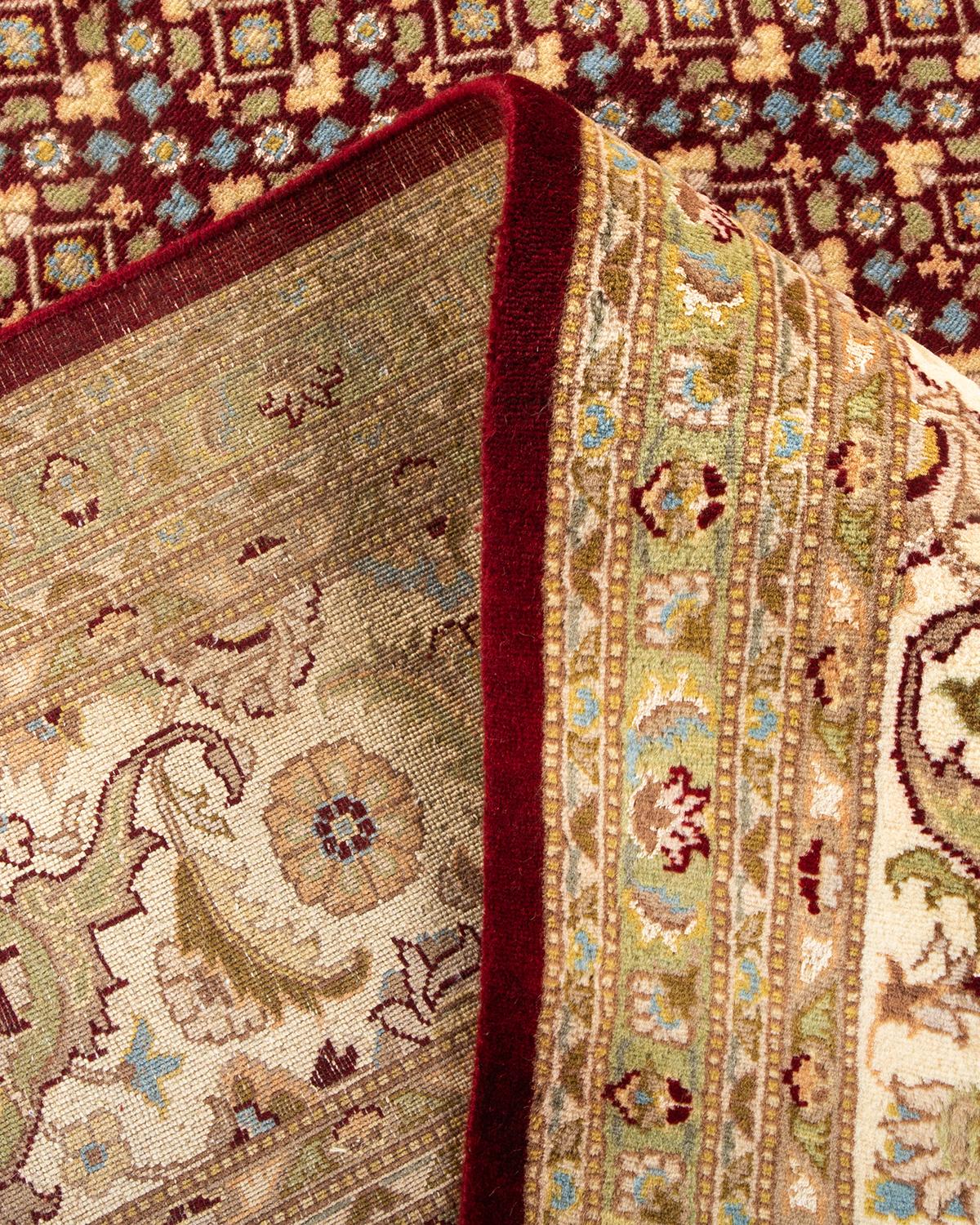 Laine Tapis rouge oriental Mogul noué à la main unique, unique en son genre en vente