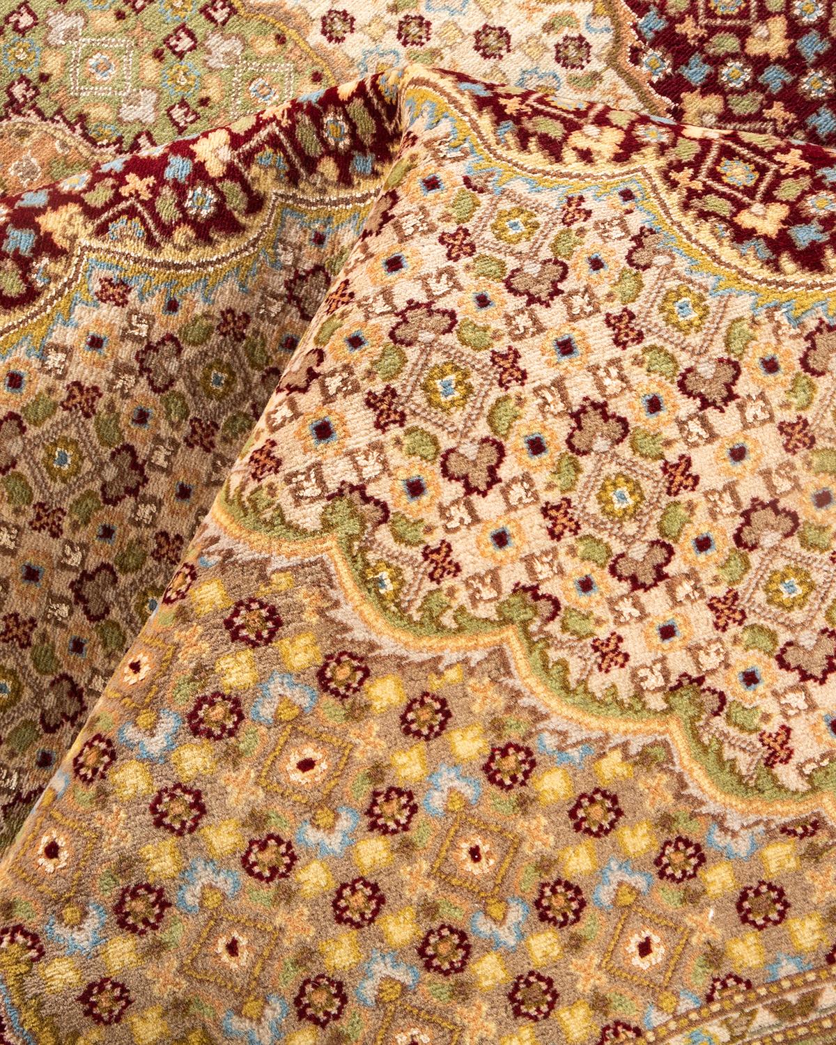 Tapis rouge oriental Mogul noué à la main unique, unique en son genre en vente 1