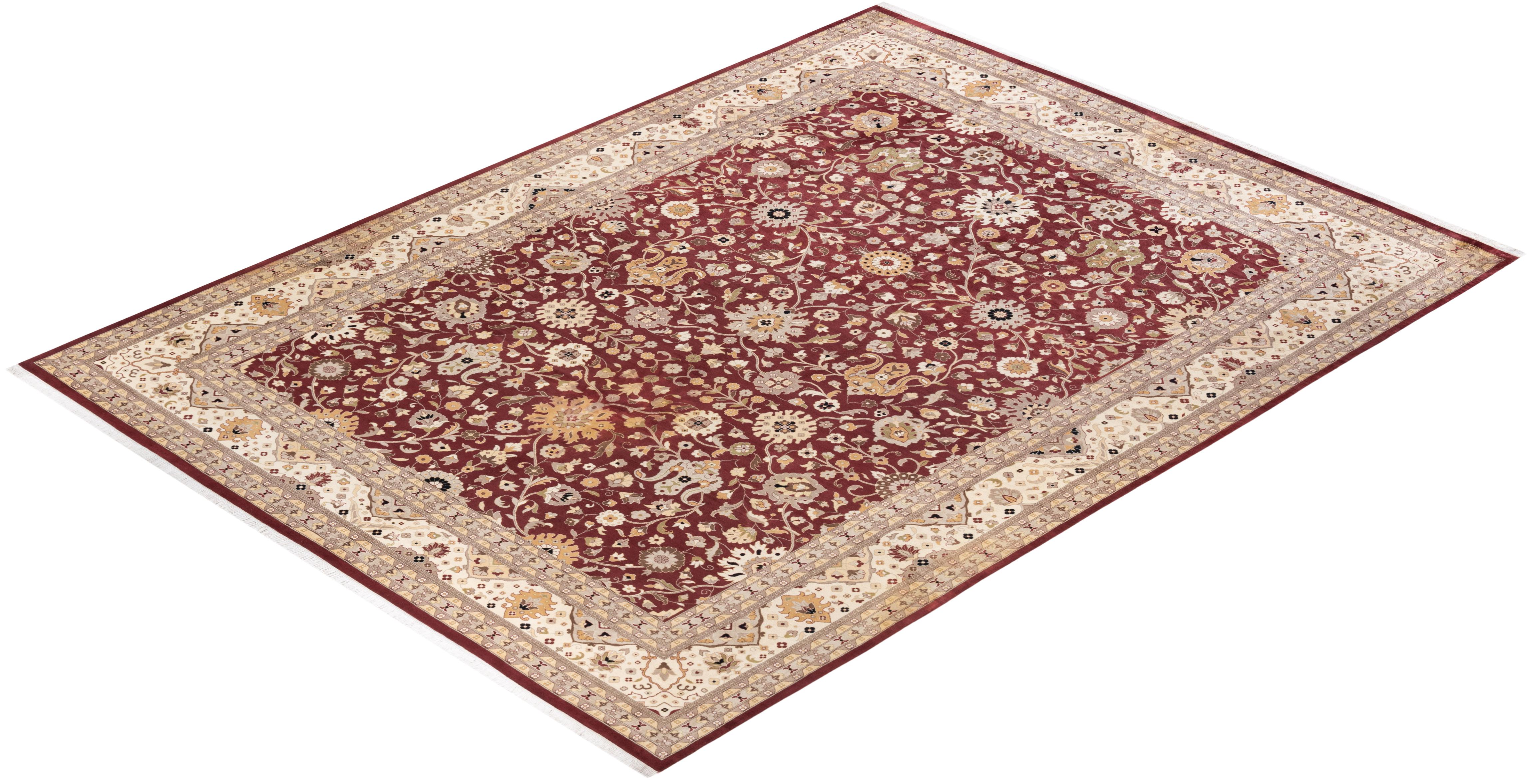 Tapis Oriental Mogul rouge noué à la main - Exemplaire unique en vente 2