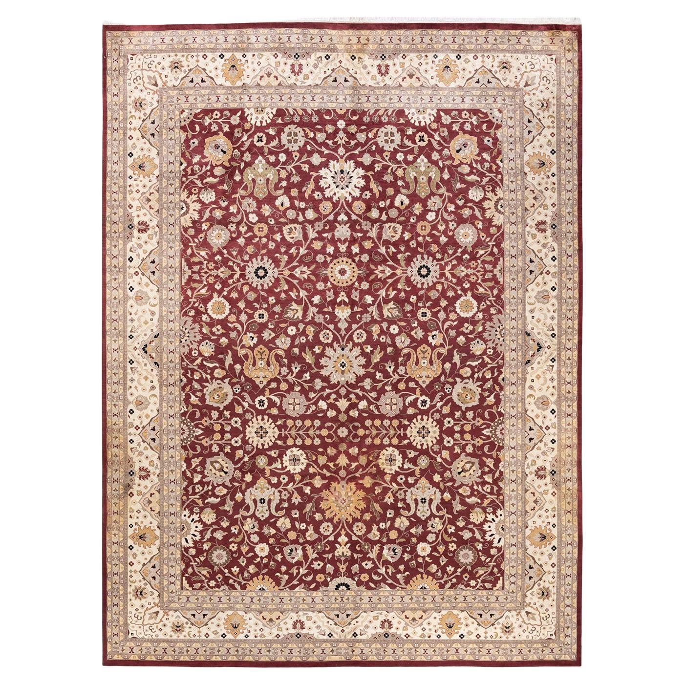 Tapis Oriental Mogul rouge noué à la main - Exemplaire unique