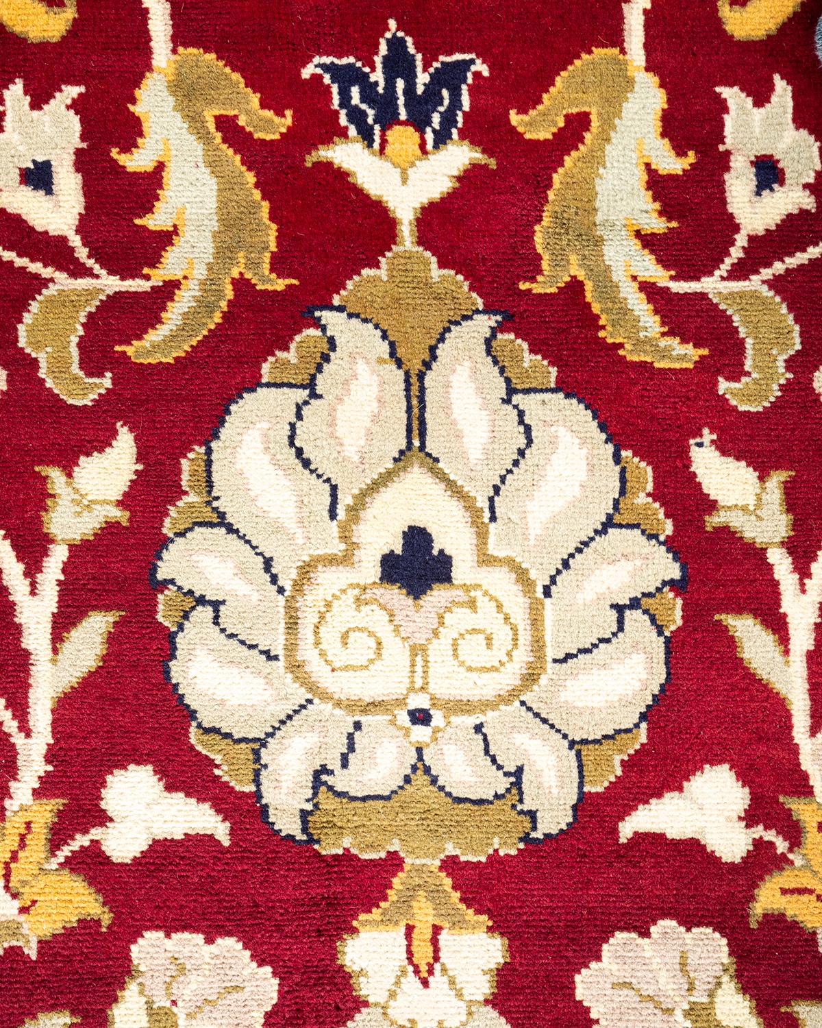 Pakistanais Tapis Oriental Mogul rouge noué à la main - Exemplaire unique en vente