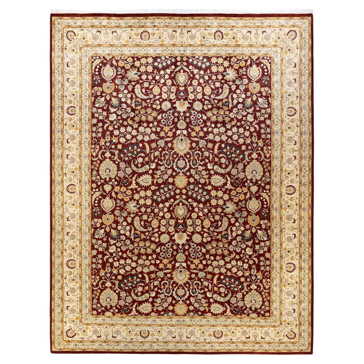 Handgeknüpfter orientalischer Mogul-Roter Teppich, Unikat