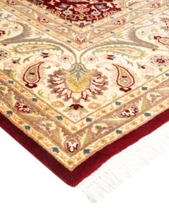 Handgeknüpfter orientalischer Mogul-Roter Teppich, Unikat