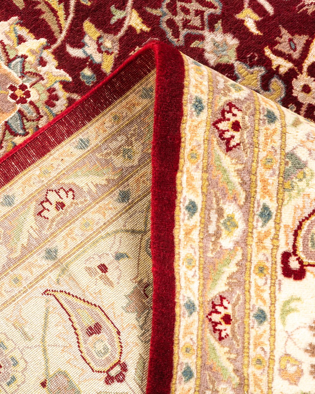 Laine Tapis rouge moghol oriental noué à la main, unique en son genre en vente