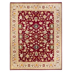 One-of-a-Kind Hand Knotted Oriental Mogul Red Area Rug