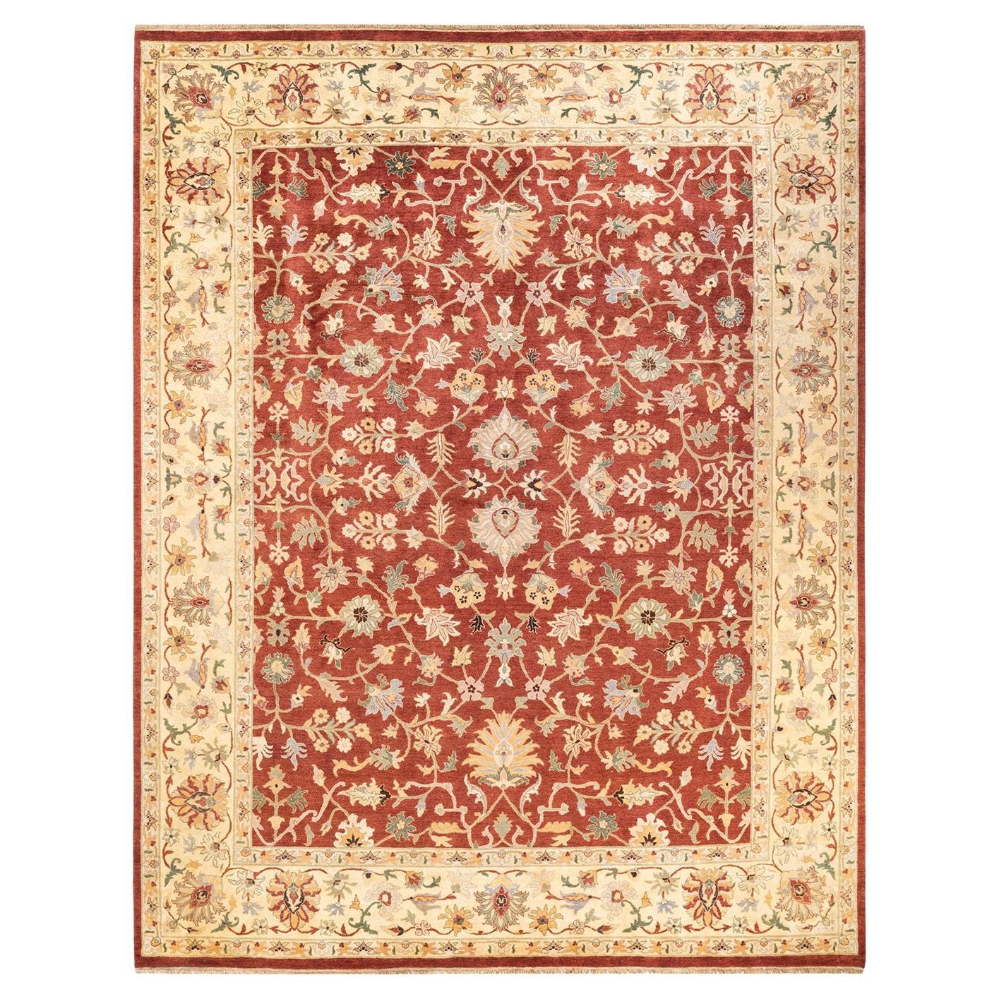 Handgeknüpfter orientalischer Mogul-Roter Teppich, Unikat, Unikat im Angebot