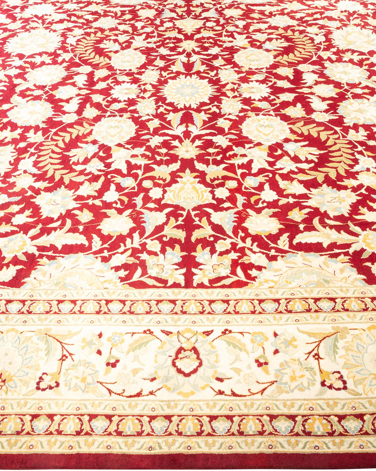 One-Of-A-Kind Hand Knotted Oriental Mogul Red Area Rug In New Condition For Sale In Norwalk, CT
