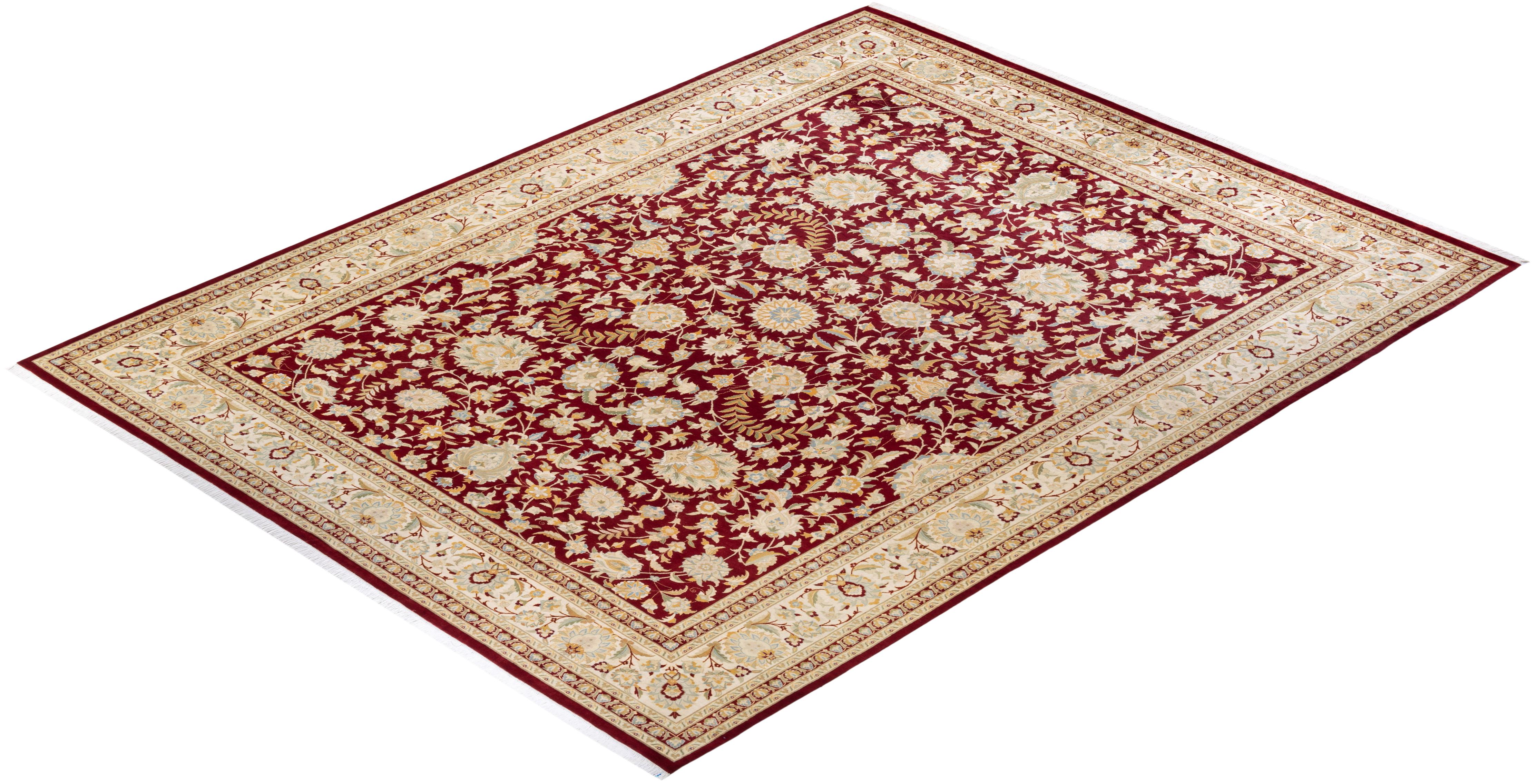 One-Of-A-Kind Hand Knotted Oriental Mogul Red Area Rug For Sale 2