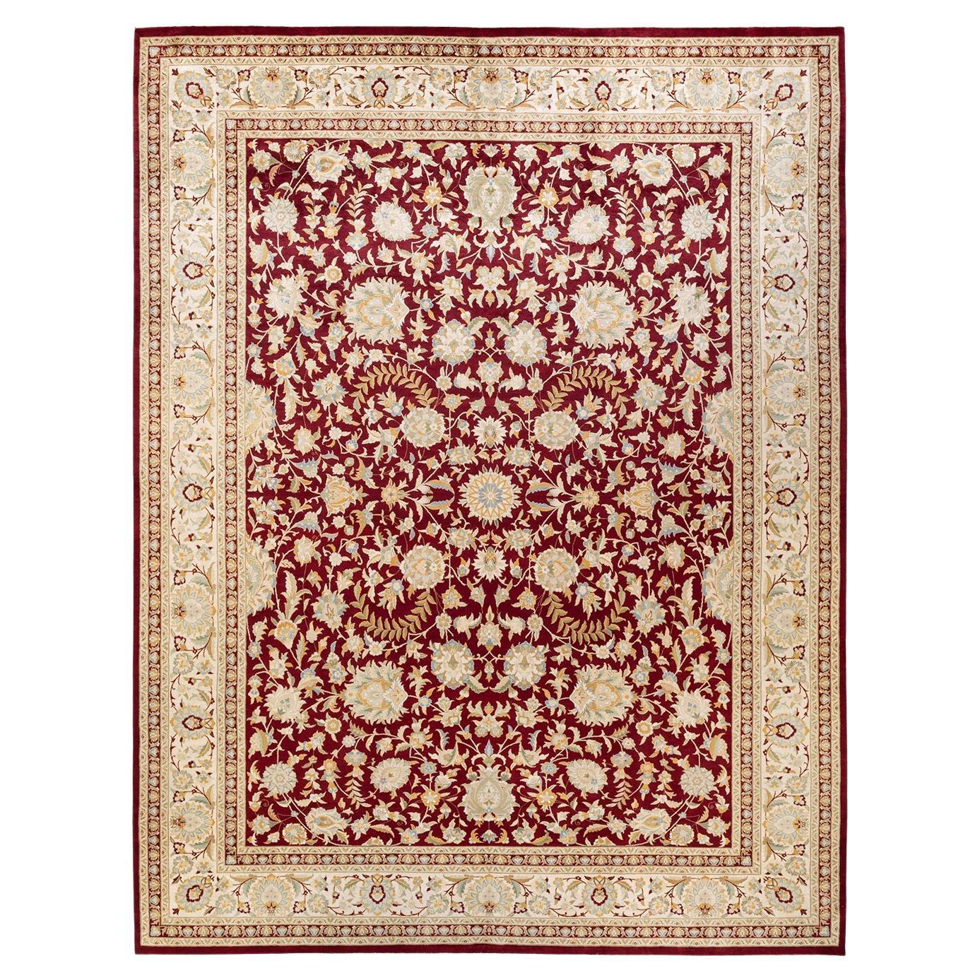 One-Of-A-Kind Hand Knotted Oriental Mogul Red Area Rug For Sale