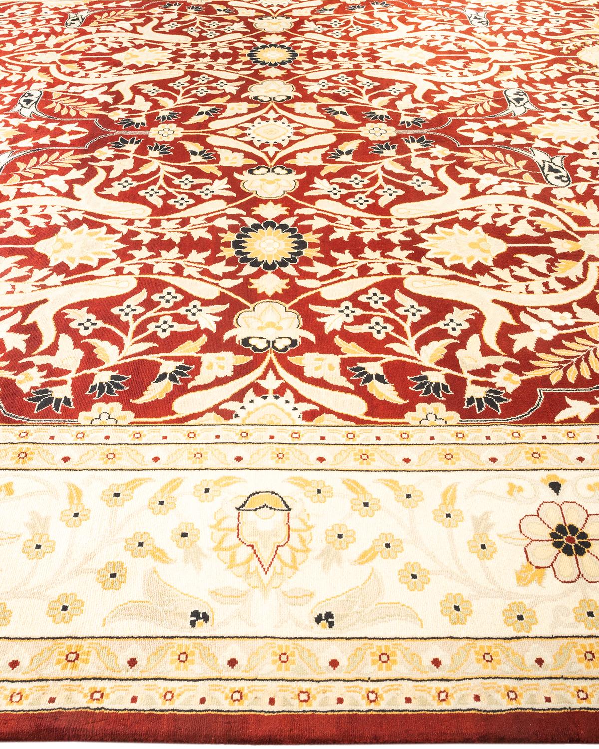 One-Of-A-Kind Hand Knotted, Oriental Mogul Red Area Rug 9' 3
