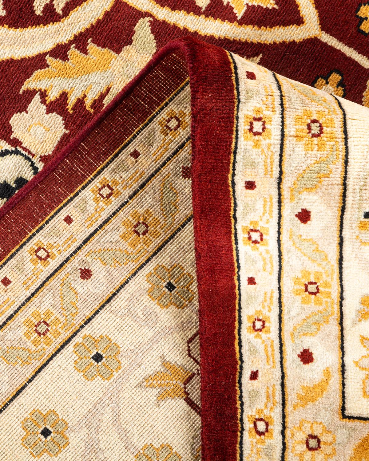 Laine Tapis Oriental Mogul rouge noué à la main, unique en son genre, 2,69 m x 3,78 m en vente
