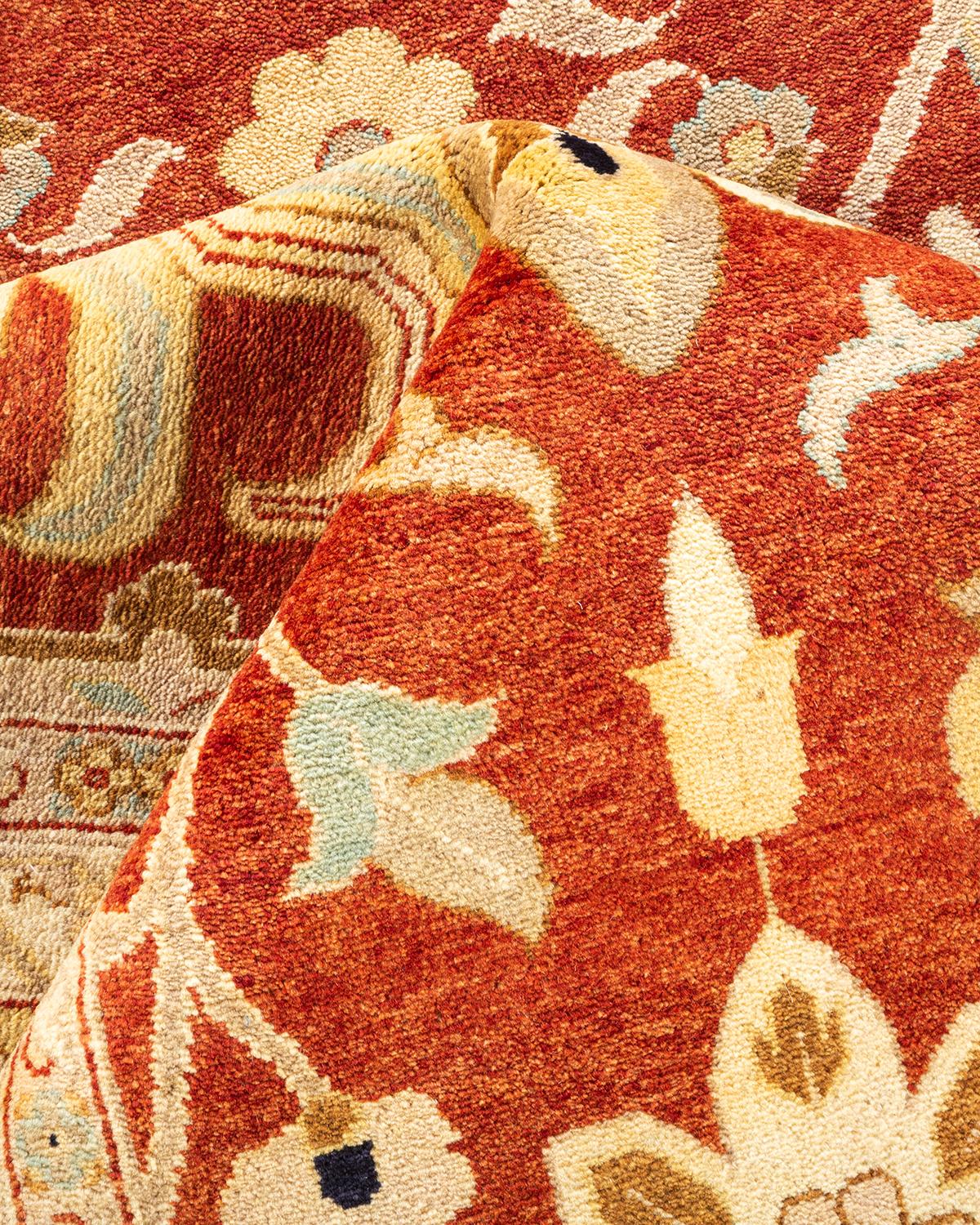 Handgeknüpfter orientalischer Mogul-Roter Teppich, Unikat, Unikat im Angebot 1