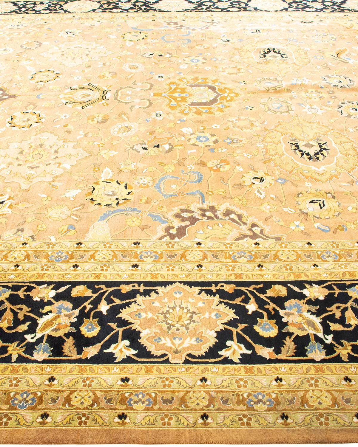 Tapis unique Oriental Mogul jaune noué à la main, unique en son genre Neuf - En vente à Norwalk, CT