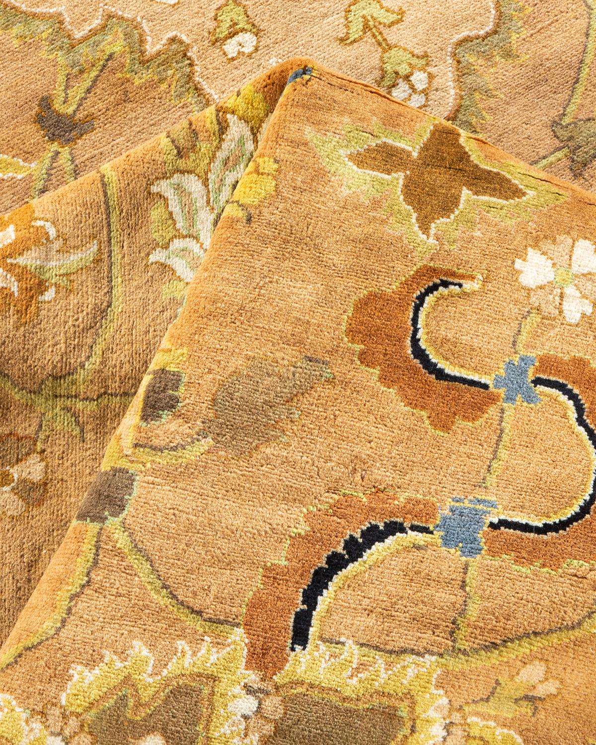 Tapis unique Oriental Mogul jaune noué à la main, unique en son genre en vente 1