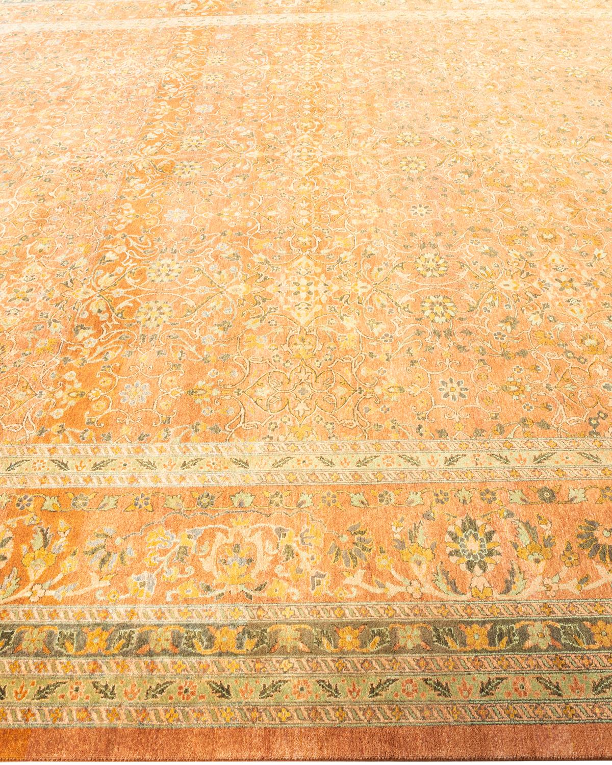 One-of-a-kind Hand Knotted Oriental Mogul Yellow Area Rug In New Condition For Sale In Norwalk, CT