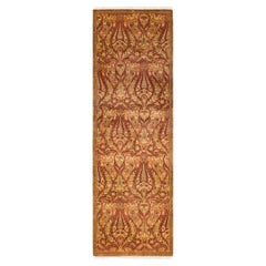 Handgeknüpfter, gelber Orientalischer Mogul-Teppich, Unikat