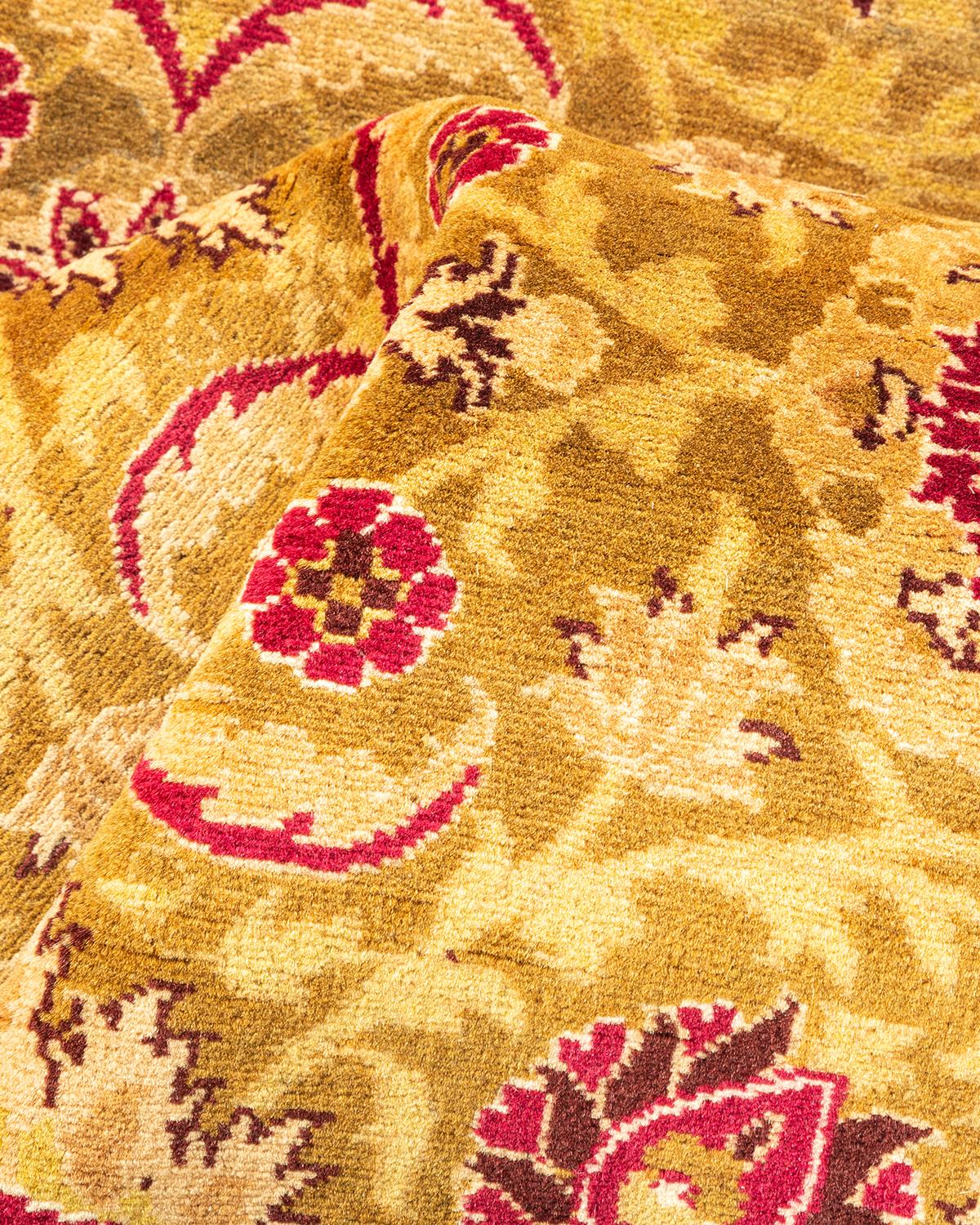 One-Of-A-Kind Hand Knotted Oriental Mogul Yellow Area Rug For Sale 1