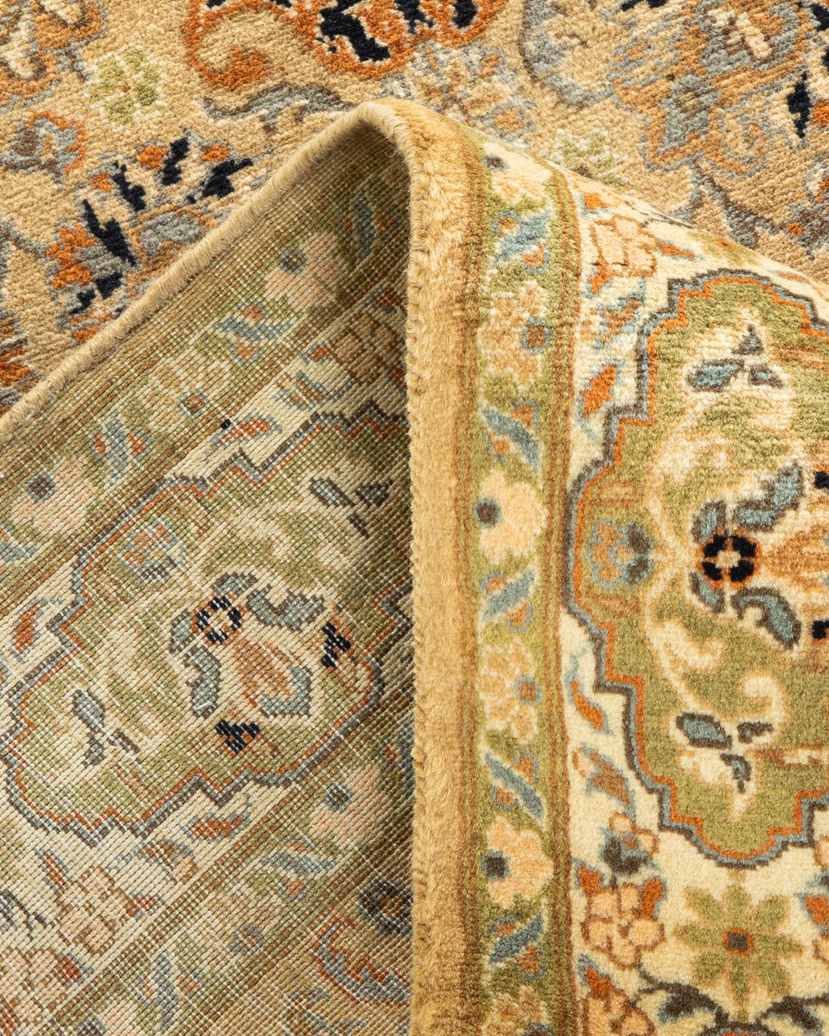 Wool One-of-a-kind Hand Knotted Oriental Mogul Yellow Area Rug For Sale