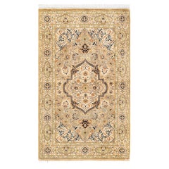 One-of-a-kind Hand Knotted Oriental Mogul Yellow Area Rug