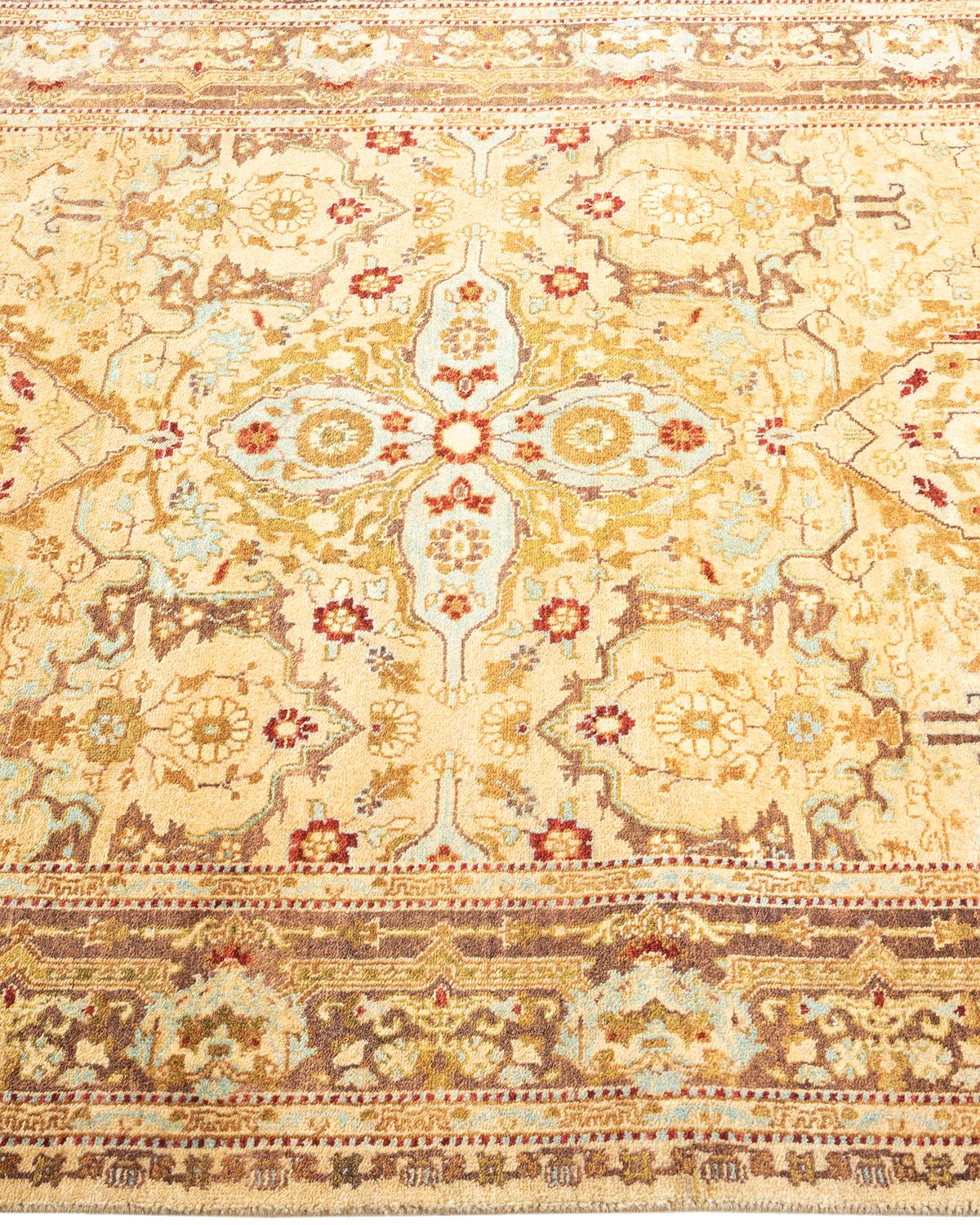Tappeto Oriental Mogul Yellow, unico nel suo genere, annodato a mano, 3' 2