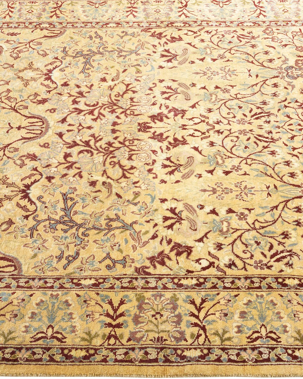 Tapis unique Oriental Mogul jaune noué à la main, unique en son genre Neuf - En vente à Norwalk, CT