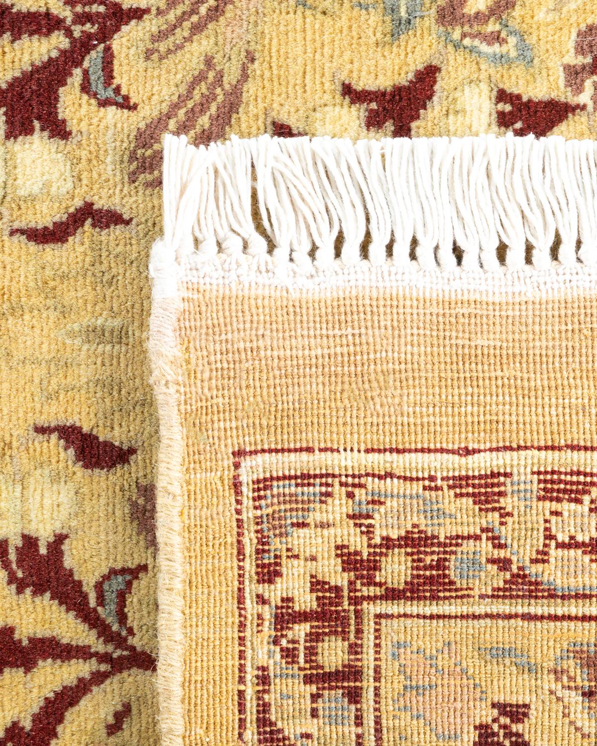 XXIe siècle et contemporain Tapis unique Oriental Mogul jaune noué à la main, unique en son genre en vente