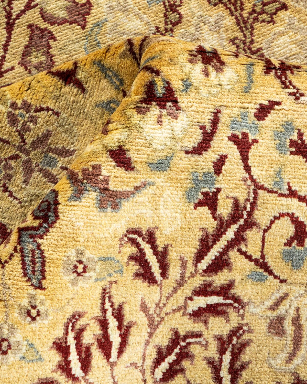 Tapis unique Oriental Mogul jaune noué à la main, unique en son genre en vente 1