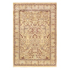 Tapis unique Oriental Mogul jaune noué à la main, unique en son genre