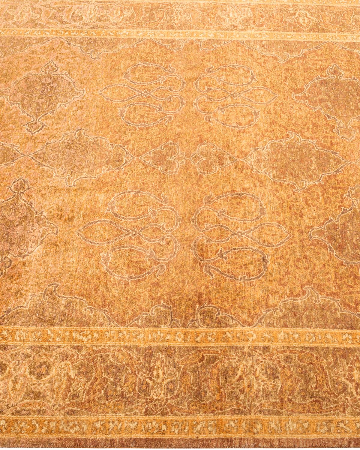 One-of-a-kind Hand Knotted Oriental Mogul Yellow Area Rug In New Condition For Sale In Norwalk, CT