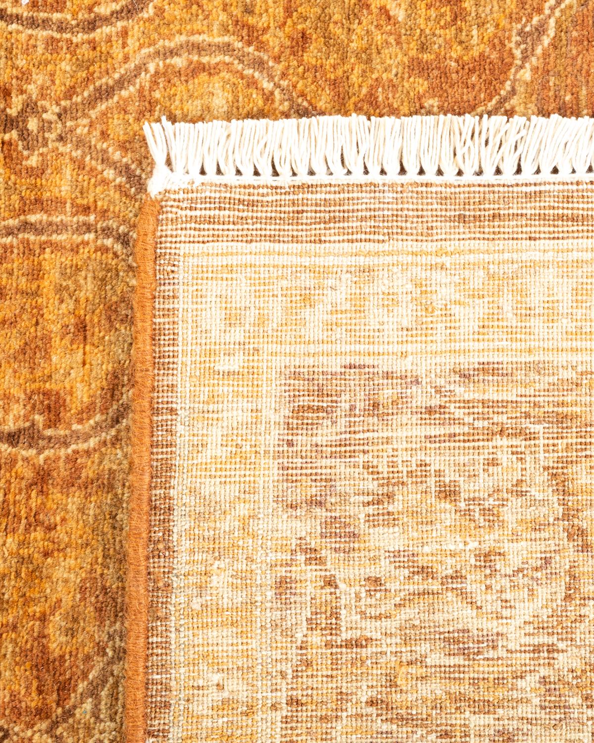 Contemporary One-of-a-kind Hand Knotted Oriental Mogul Yellow Area Rug For Sale