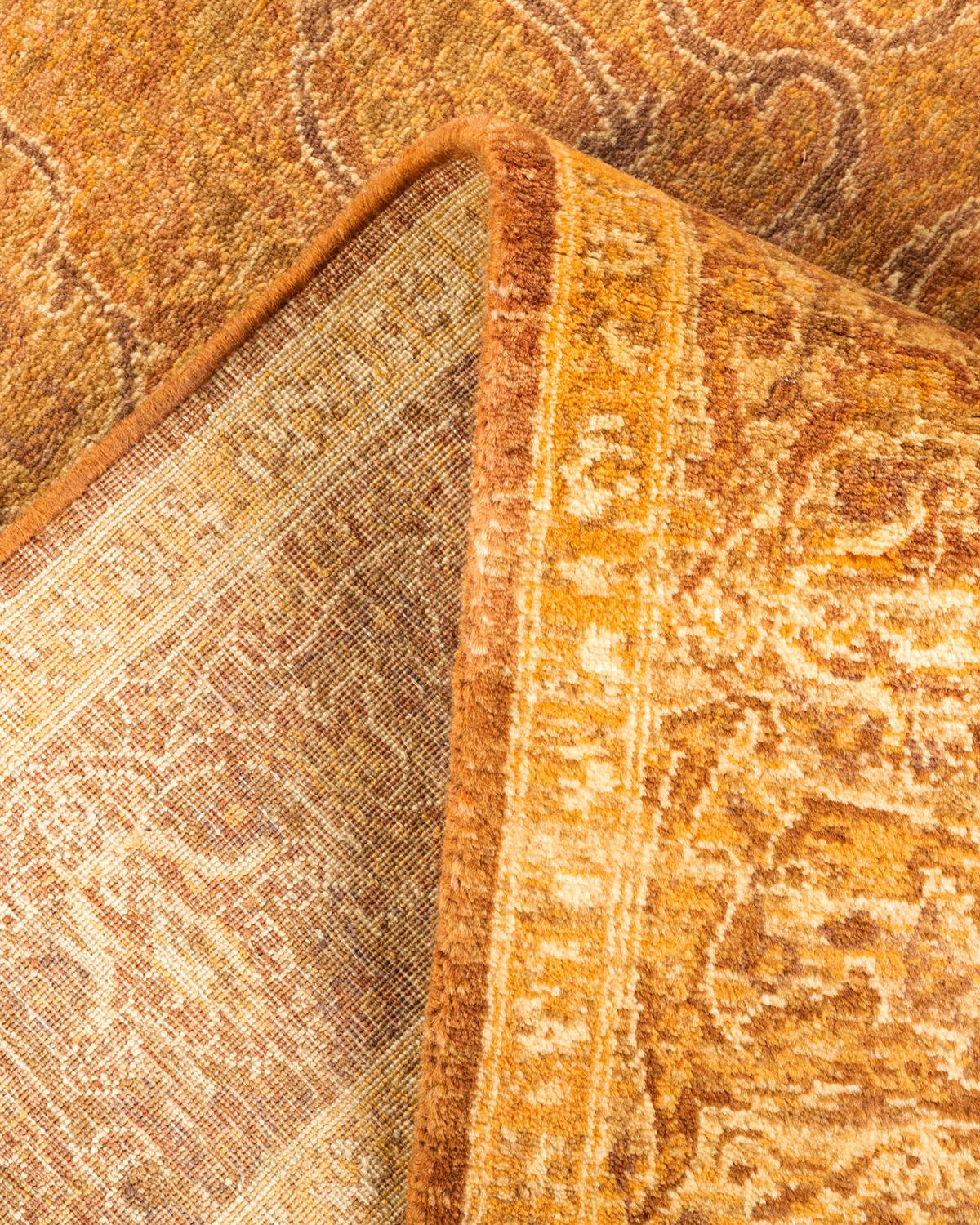 Wool One-of-a-kind Hand Knotted Oriental Mogul Yellow Area Rug For Sale