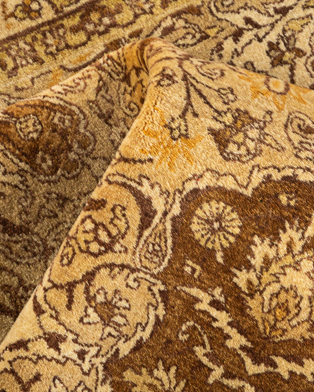 Tapis Oriental Mogul jaune noué à la main, unique en son genre en vente 1
