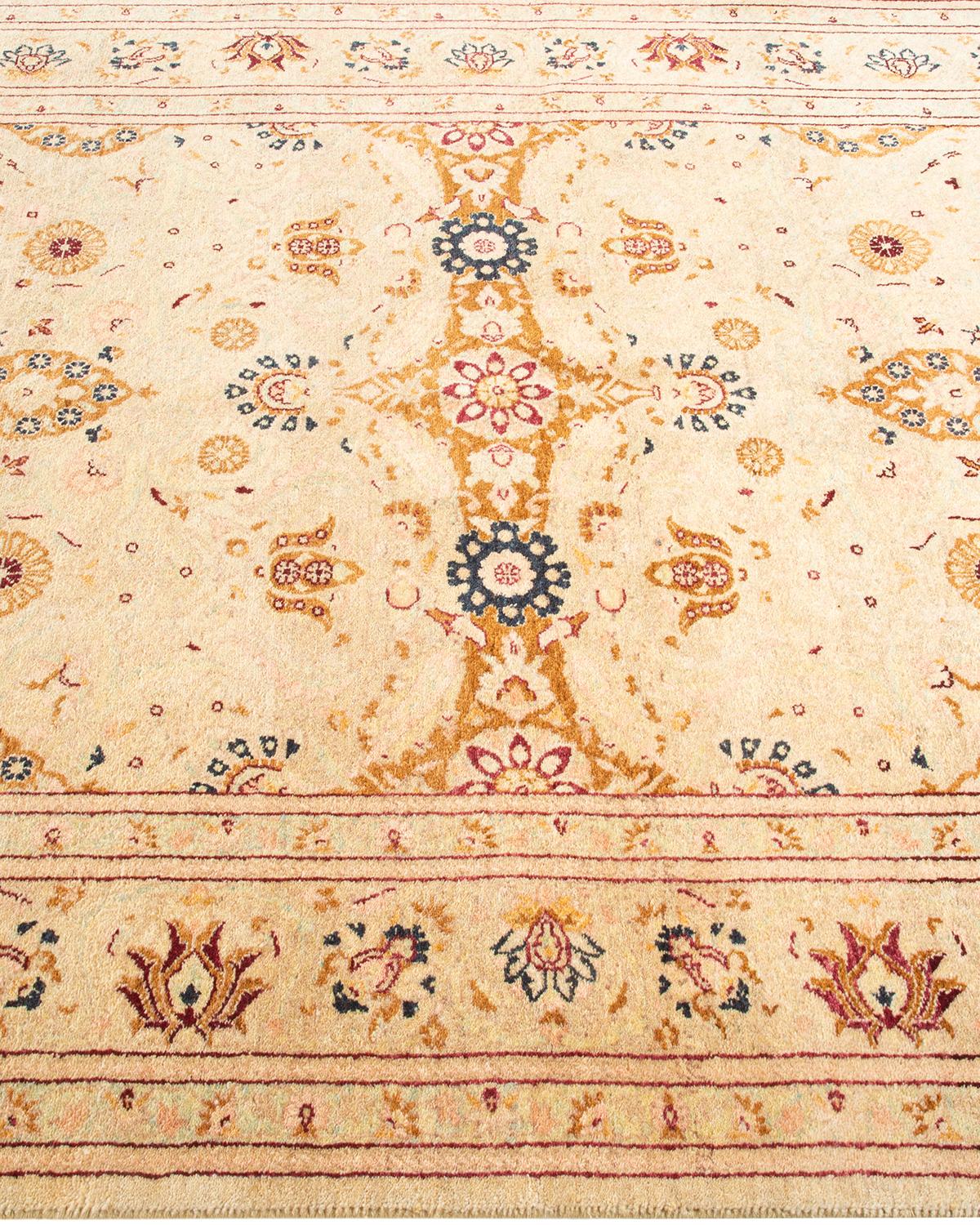 One-Of-A-Kind Hand Knotted Oriental Mogul Yellow Area Rug In New Condition For Sale In Norwalk, CT