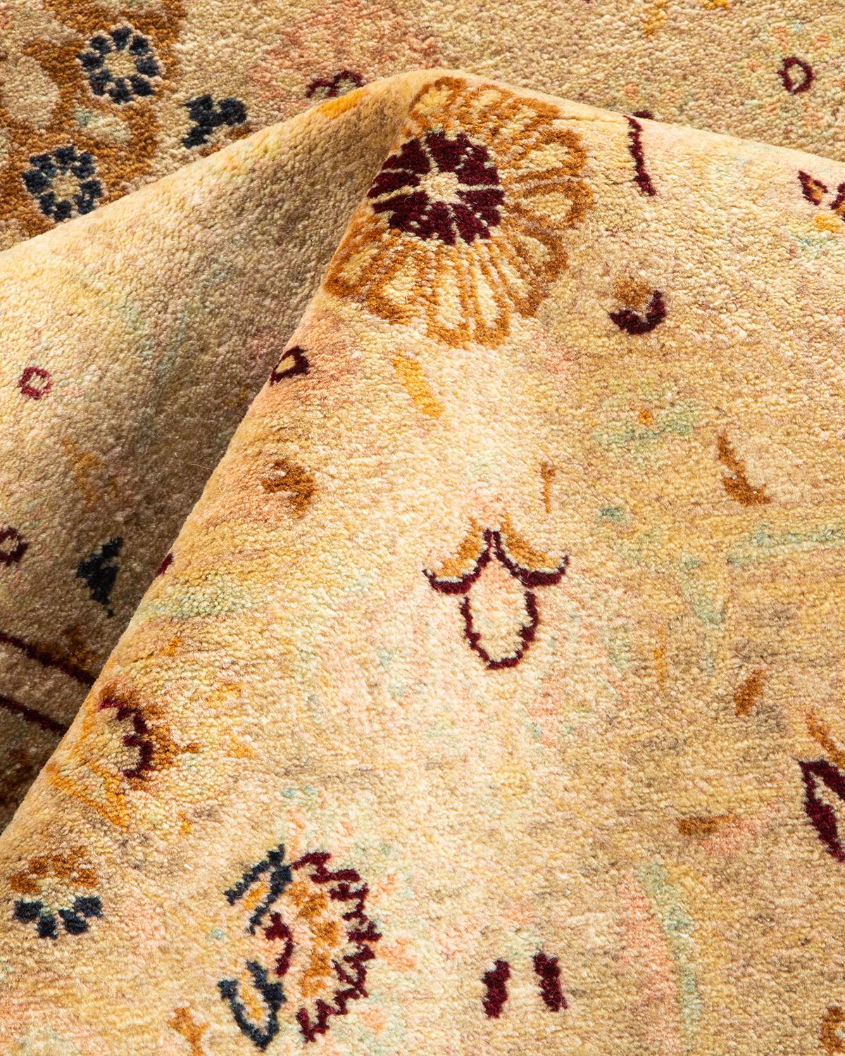 Tapis d'Orient Mogul jaune, noué à la main, unique en son genre en vente 1