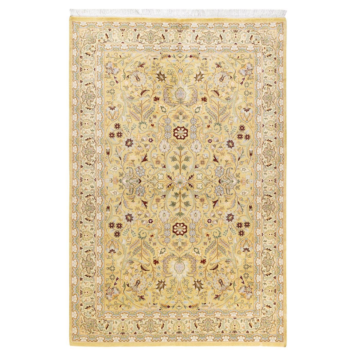 One-of-a-kind Hand Knotted Oriental Mogul Yellow Area Rug