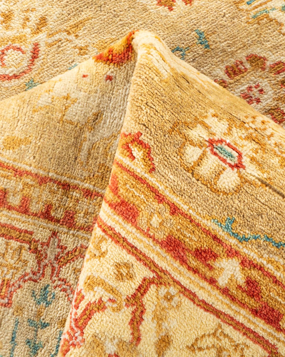Tapis Oriental Mogul jaune noué à la main, unique en son genre en vente 1